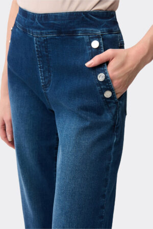 Wide Leg Pull On Jeans Medium Blue 261961 CC36319 closeup